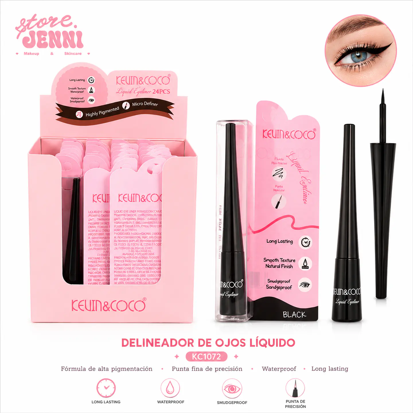 Delineador de ojos pincel negro 1