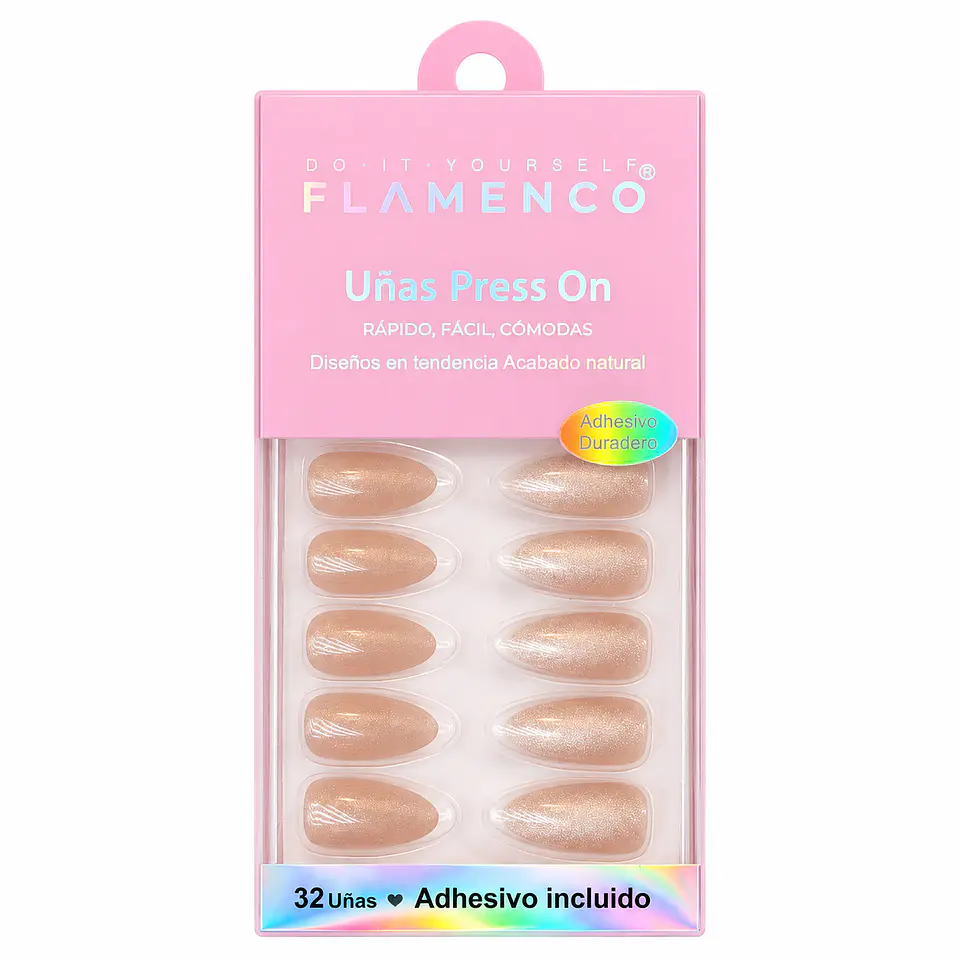 Uñas Press On “francesa brillo 32”  1