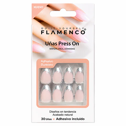 uñas press on "plateado"