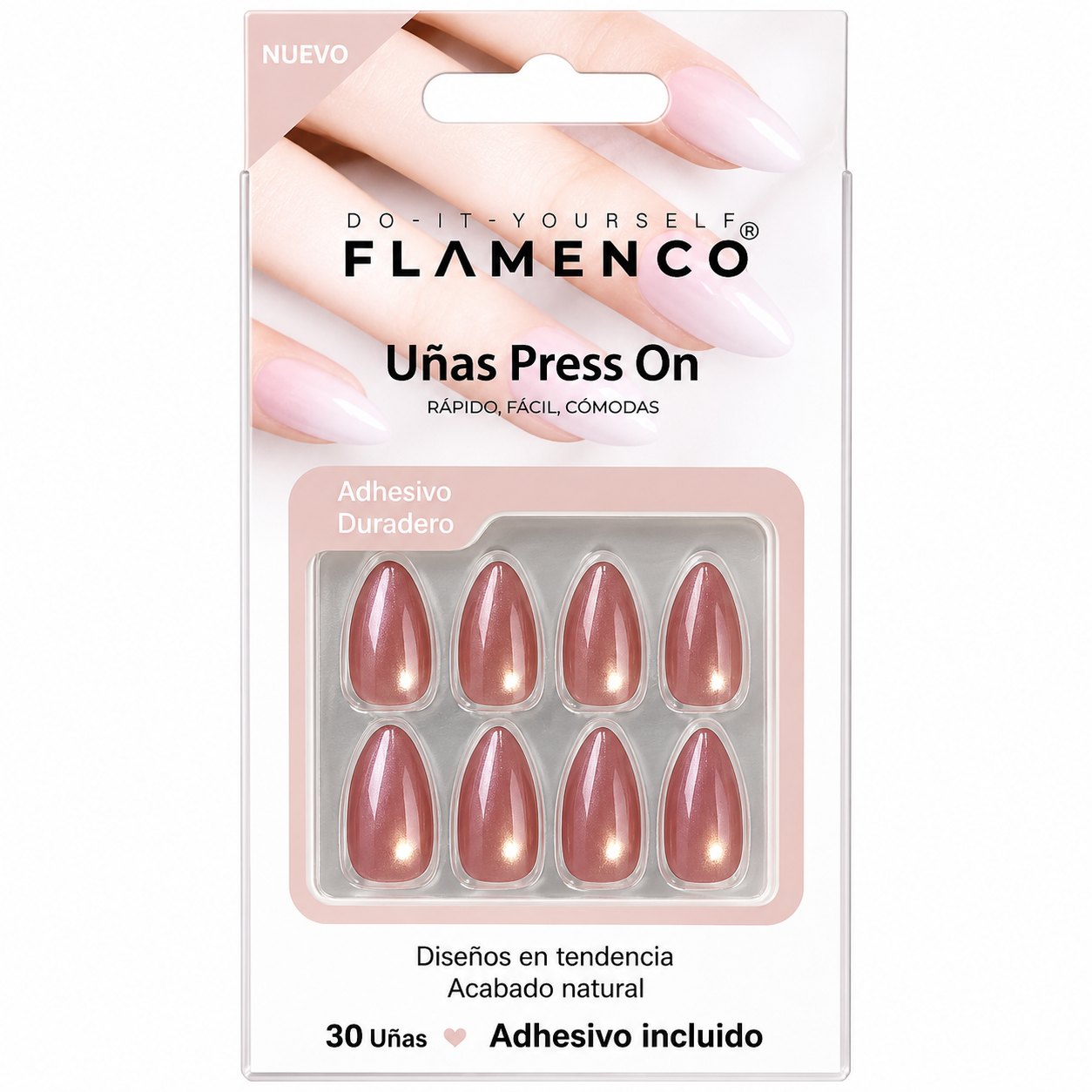 uñas press on rosa "84"