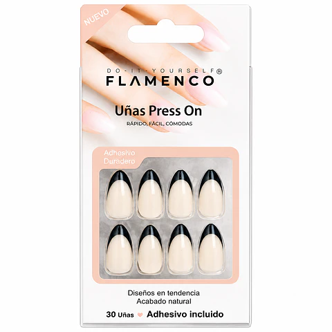 Uñas press on "francesa negra"