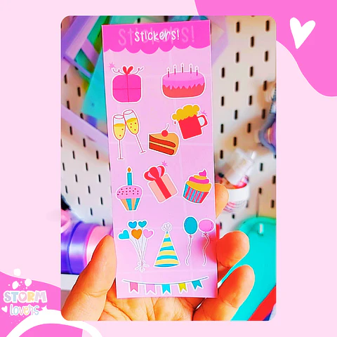 Laminas Stickers 15x6 Birthday
