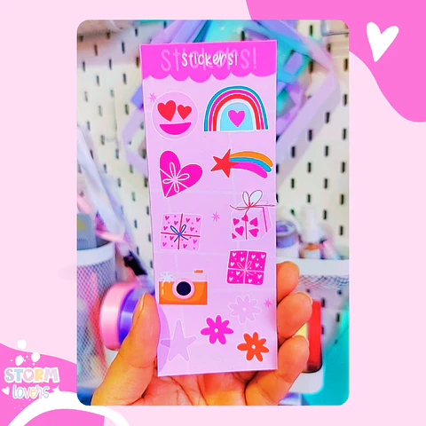 Laminas Stickers 15x6 Rosado