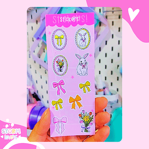 Laminas Stickers 15x6 Floral Bunny Bows
