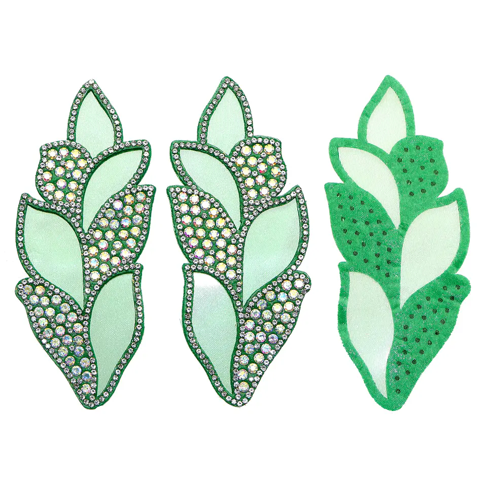 Aplicación con cristales verde 5x11cm 1