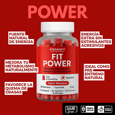 Fit Power Preentreno Detox En Gomitas sabor manzana 2