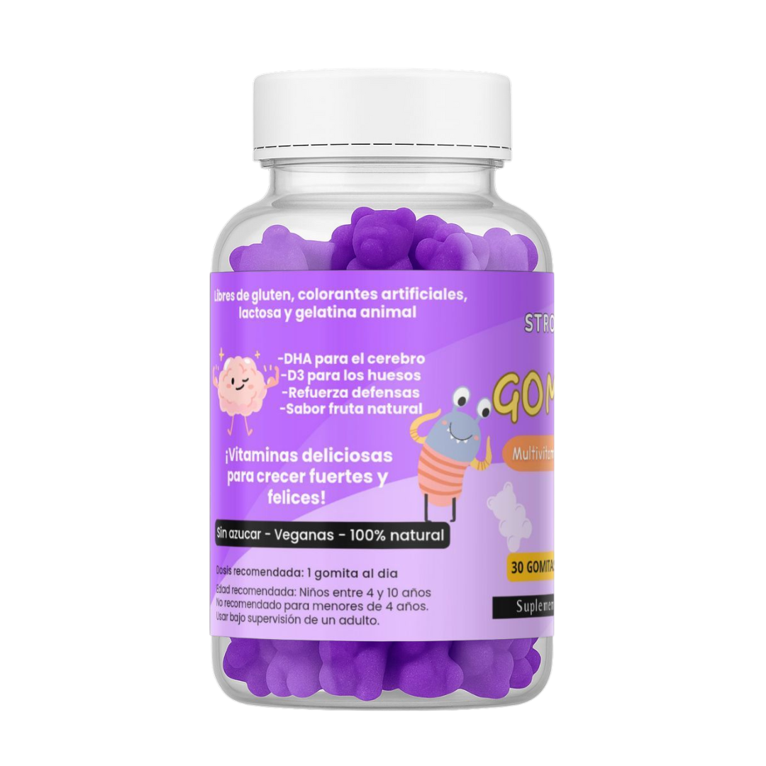 Pack Gomitas Multivitamínicas Infantil con Omega3 Strongkids Frutos Rojos 2