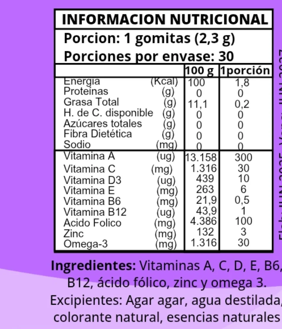 Pack Gomitas Multivitamínicas Infantil con Omega3 Strongkids Frutos Rojos 6