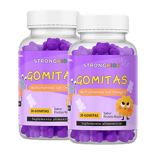 Pack Gomitas Multivitamínicas Infantil con Omega3 Strongkids Frutos Rojos