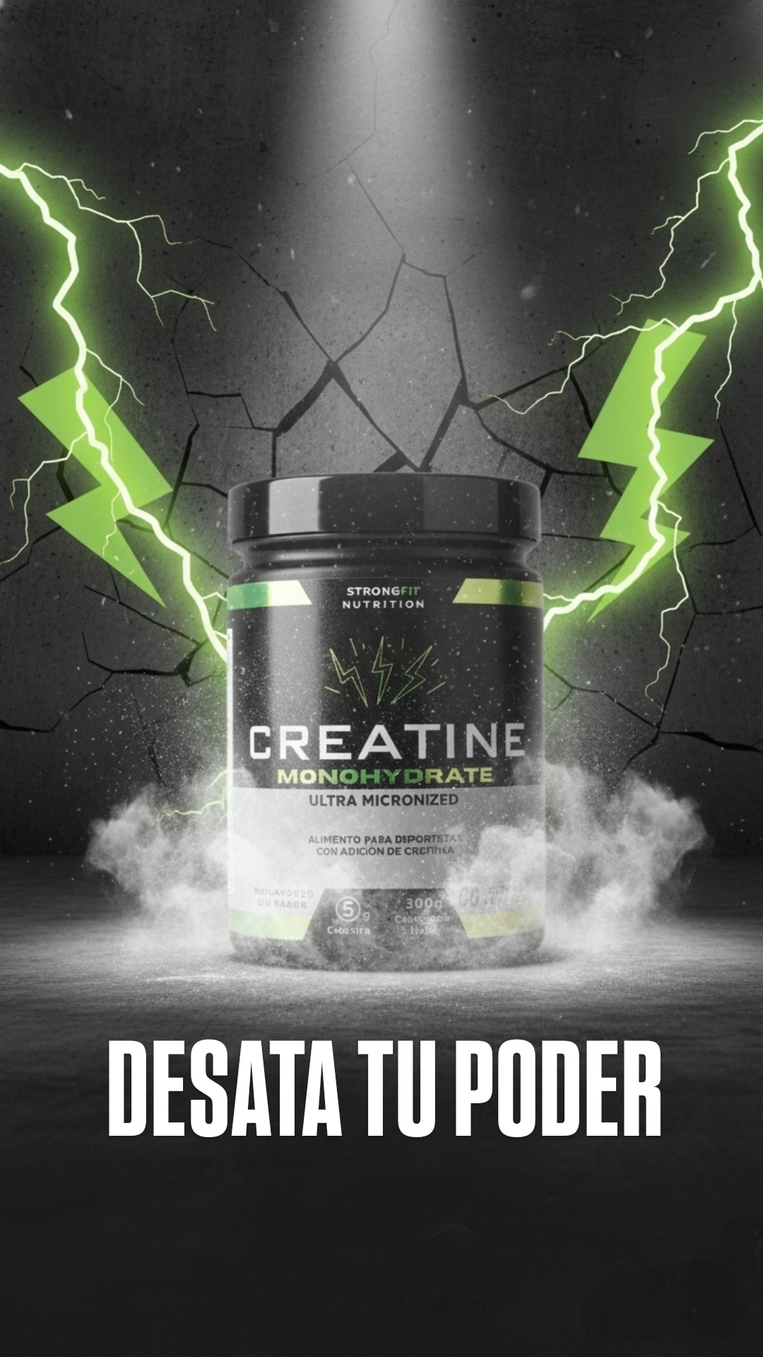 OFERTA HOY Creatina Monohidratada Ultra Micronizada 300g 60sv 3