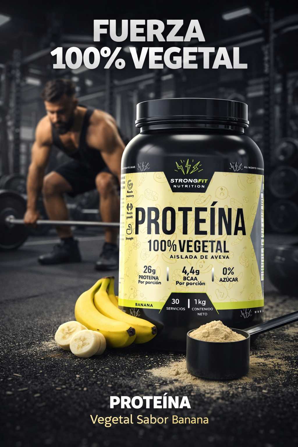 Proteína Vegetal 1kg Sabor Banana 2