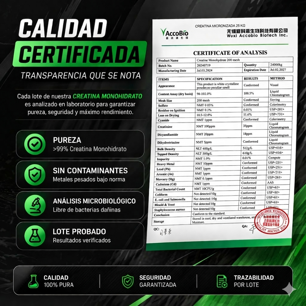 OFERTA HOY Creatina Monohidratada Ultra Micronizada 300g 60sv 5