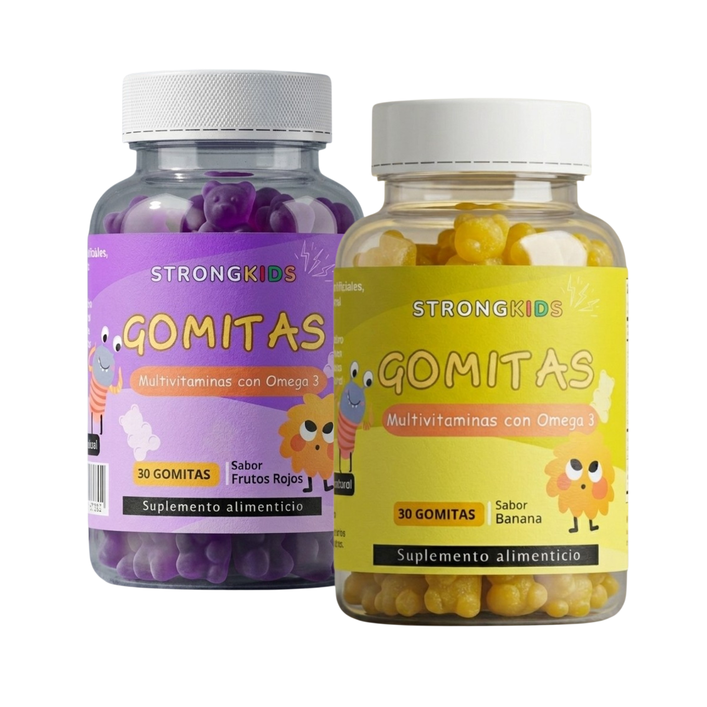 Pack 2x Gomitas Multivitamínicas Infantil con Omega3 Strongkids 1