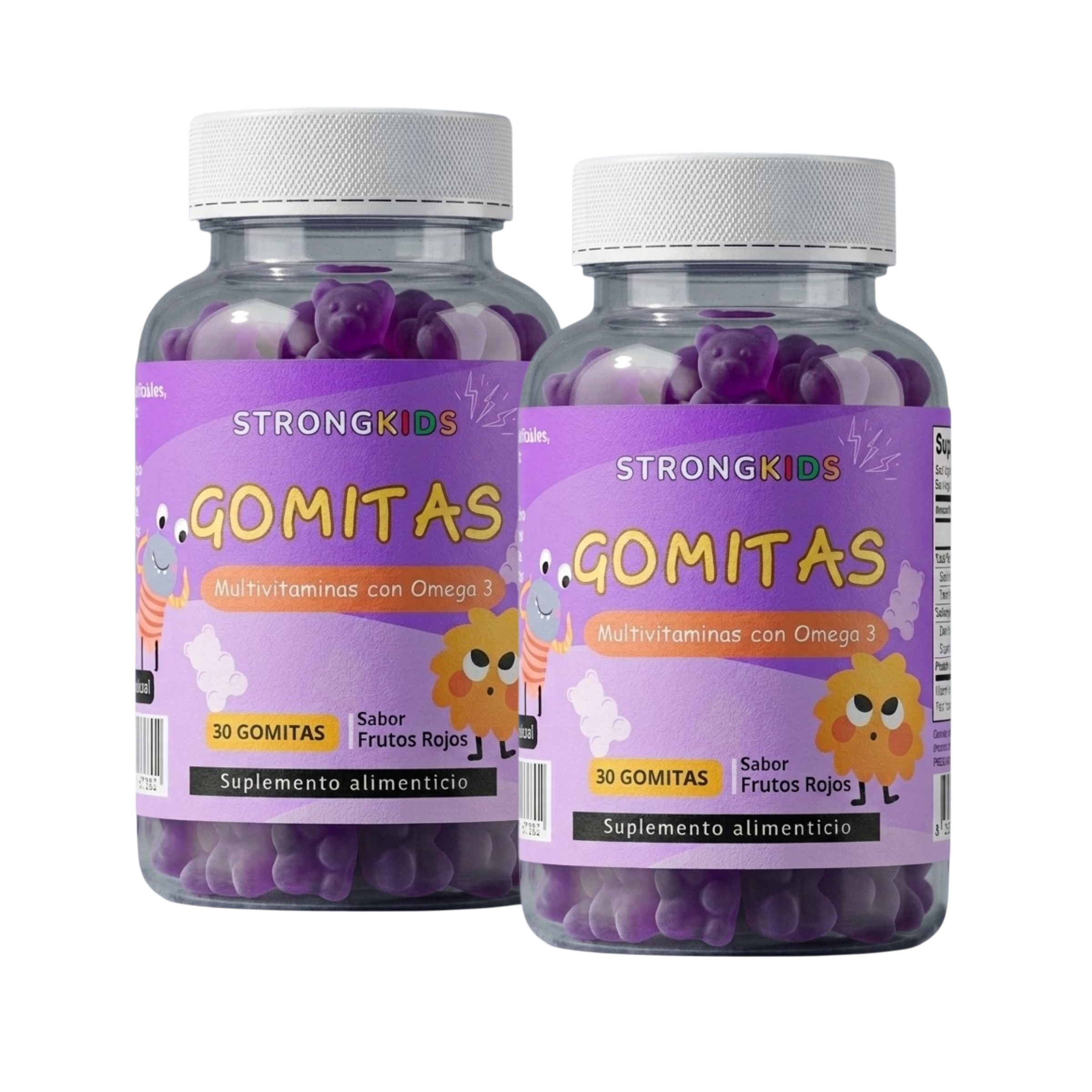 Pack 2x Gomitas Multivitamínicas Infantil con Omega3 Strongkids 3