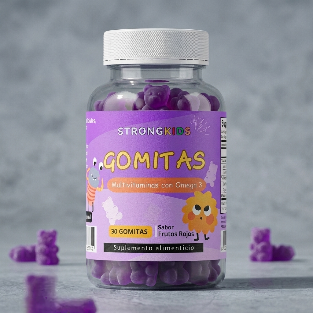Pack 2x Gomitas Multivitamínicas Infantil con Omega3 Strongkids 6