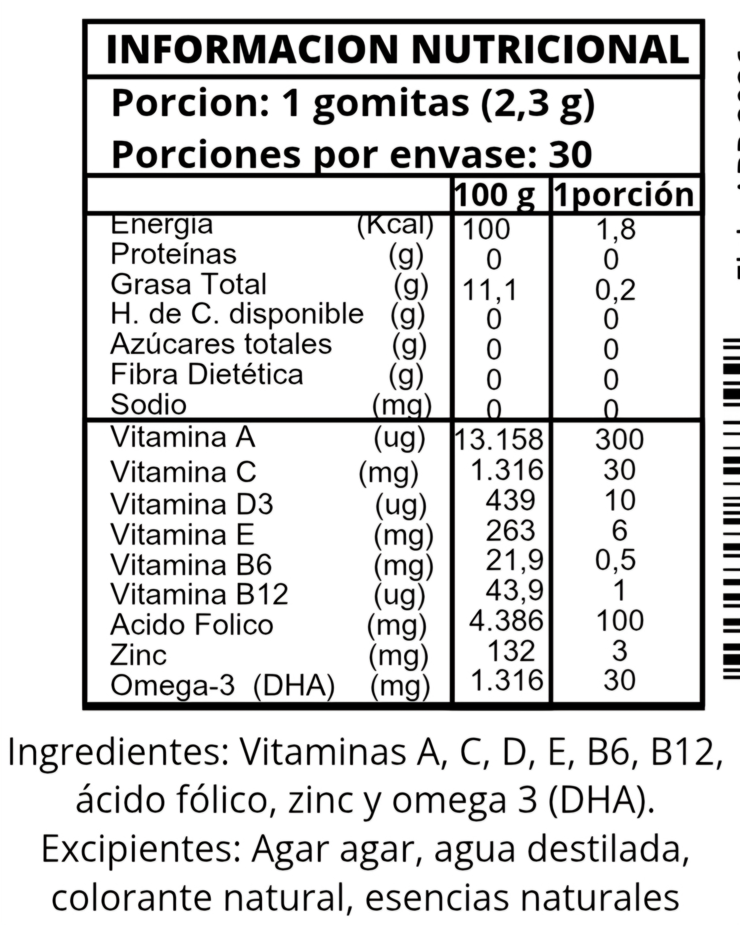 Pack 2x Gomitas Multivitamínicas Infantil con Omega3 Strongkids 9