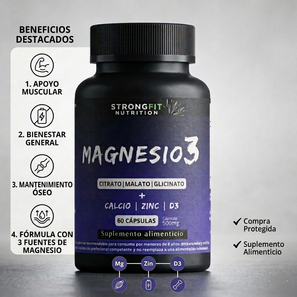 Magnesio 3 - Con Calcio, Zinc Y D3 - 60 Cápsulas 2