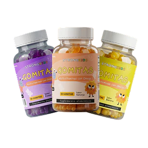 Pack 3x Gomitas Multivitamínicas Infantil con Omega3 Strongkids