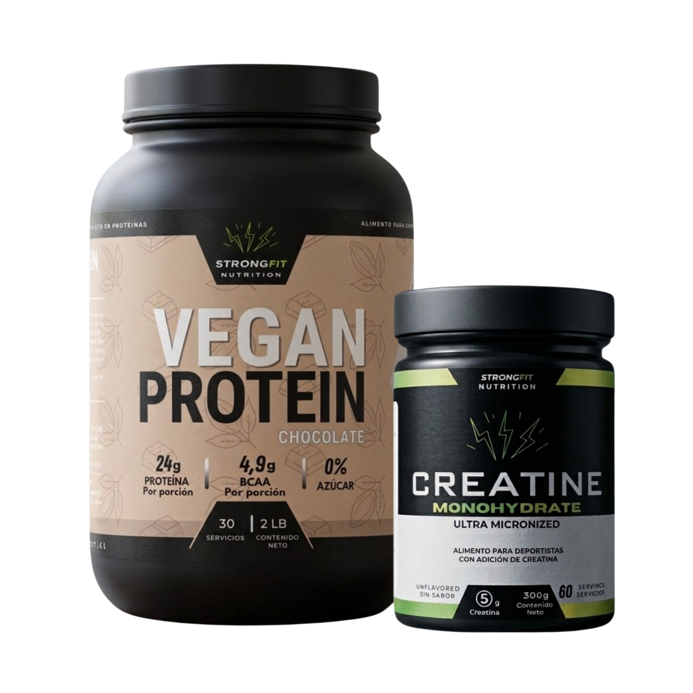 Pack Proteína Vegetal + Creatina Monohidratada 300g Strongfit 1