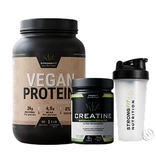 Pack Proteína Vegetal + Creatina 300g + Shaker regalo Strongfit