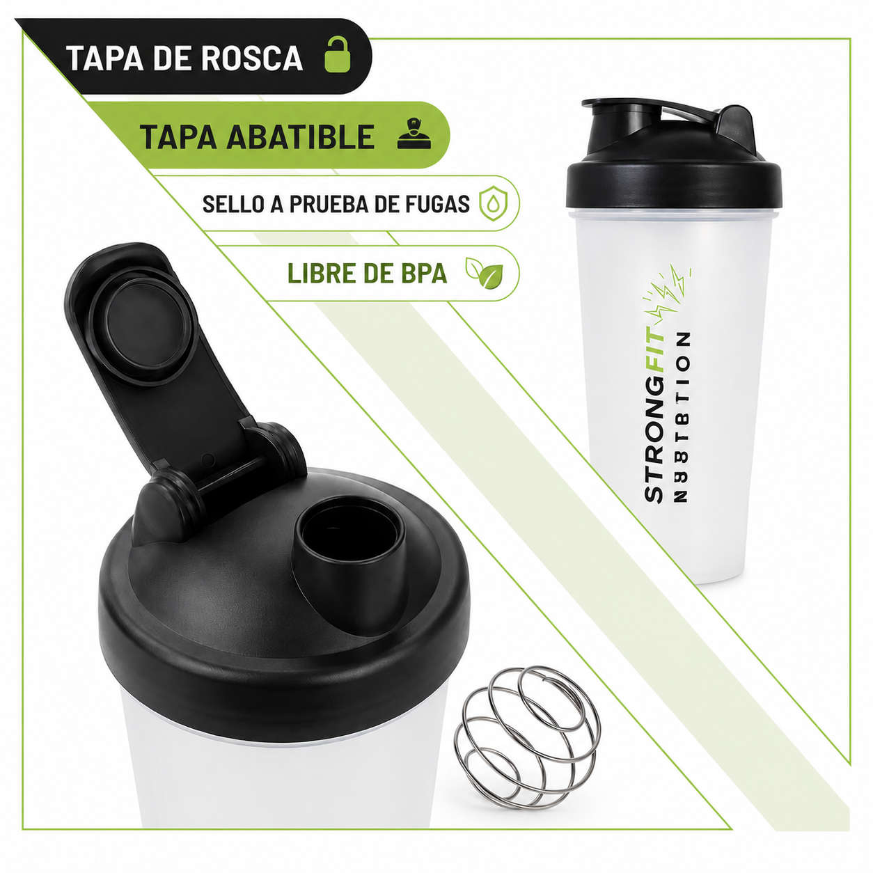 Pack Proteína Vegetal + Creatina 300g + Shaker regalo Strongfit 5
