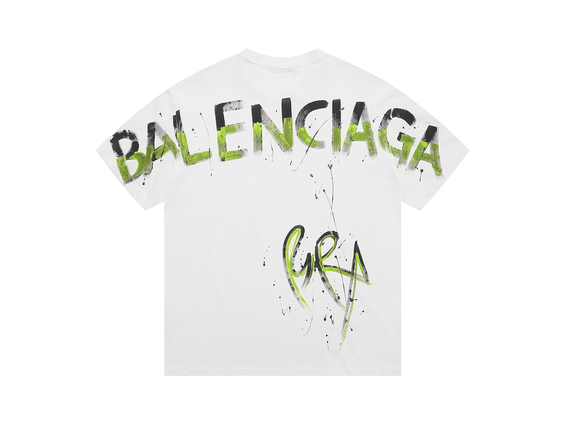 Balenciaga 100% cotton Hand-painted crew neck oversize T-shirt 4
