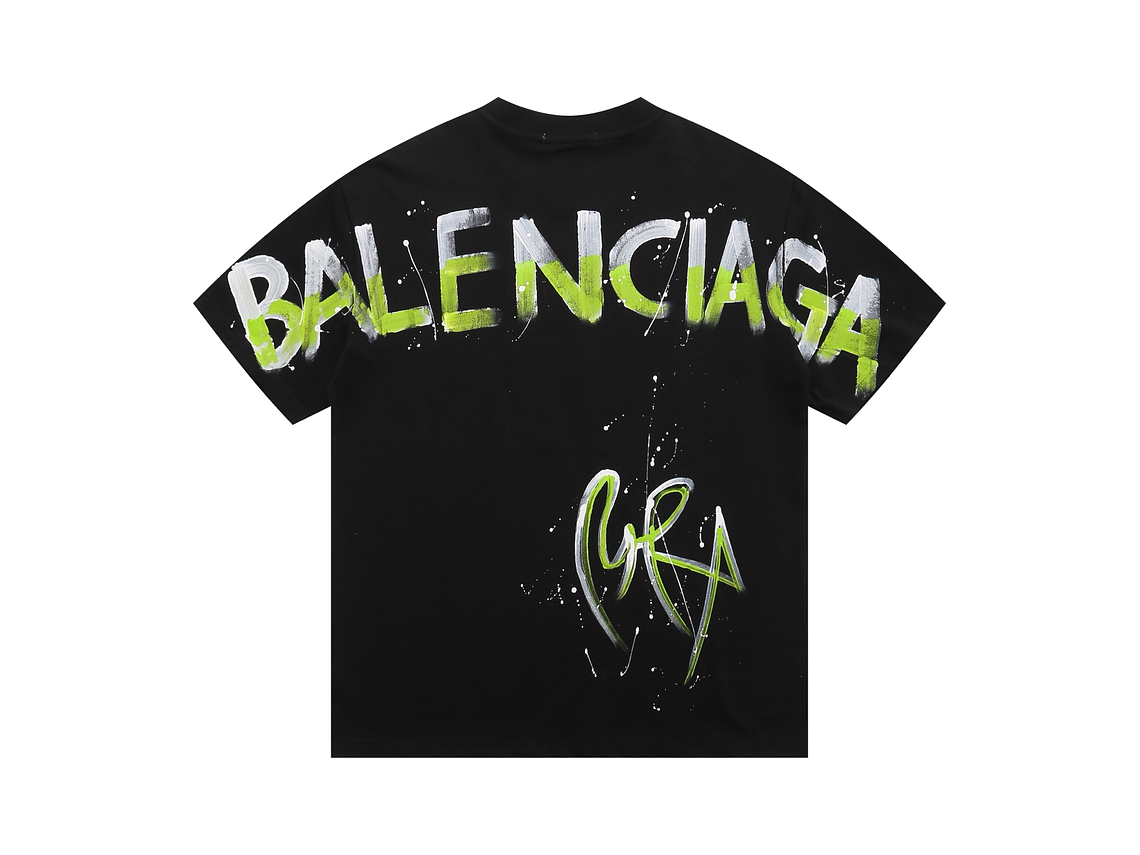 Balenciaga 100% cotton Hand-painted crew neck oversize T-shirt 5