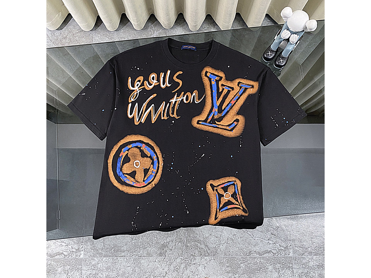 LOUIS VUITTON Summer 2025 New Color Graffiti Print Short Sleeve Crew Neck T-Shirt 2