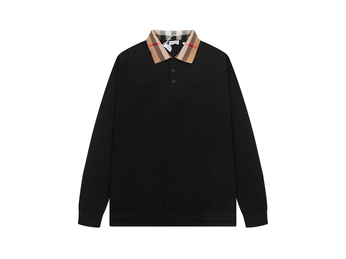 Burberry New classic plaid neck long-sleeved Polo shirt 1