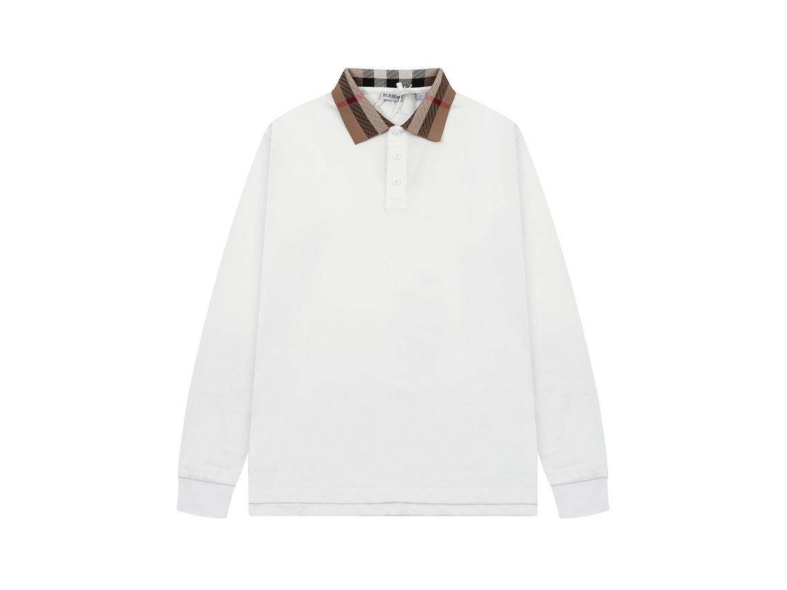 Burberry New classic plaid neck long-sleeved Polo shirt 2