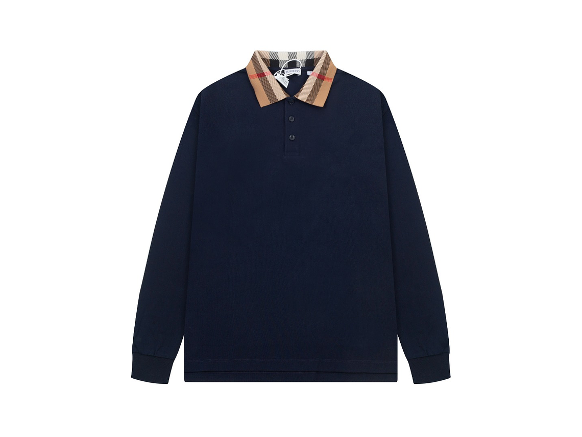 Burberry New classic plaid neck long-sleeved Polo shirt 3