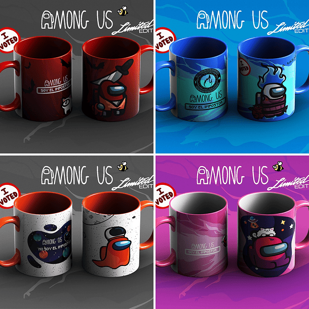 42 Artes para Caneca Among Us Editável em Corel Draw 3