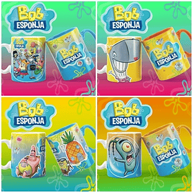 20 Artes para Caneca Bob Esponja Editável em Corel Draw