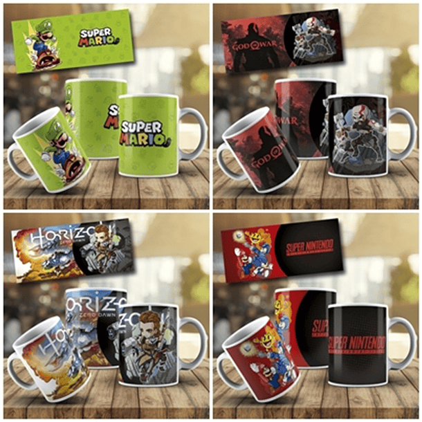 13 Artes Caneca Games Gamer Editável em Photoshop 1