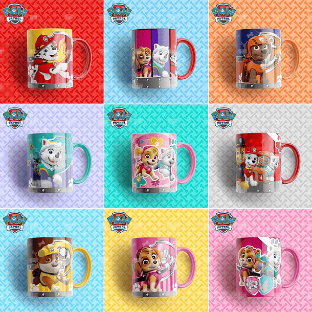 15 Artes Caneca Patrulha Canina Editável em Photoshop 2