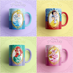 13 Artes Caneca Princesas Disney Editável em Photoshop