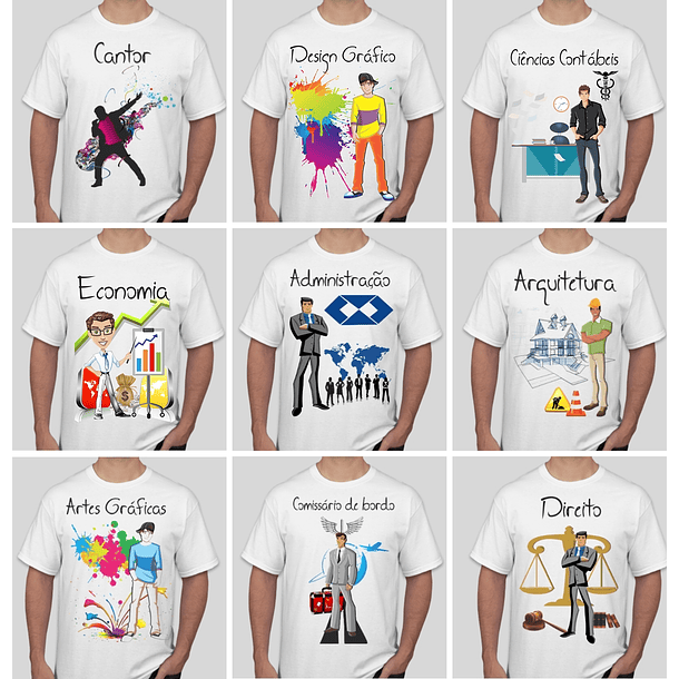 52 Artes para Camisa Profissões e Cursos Masculino Editável em Corel Draw 1