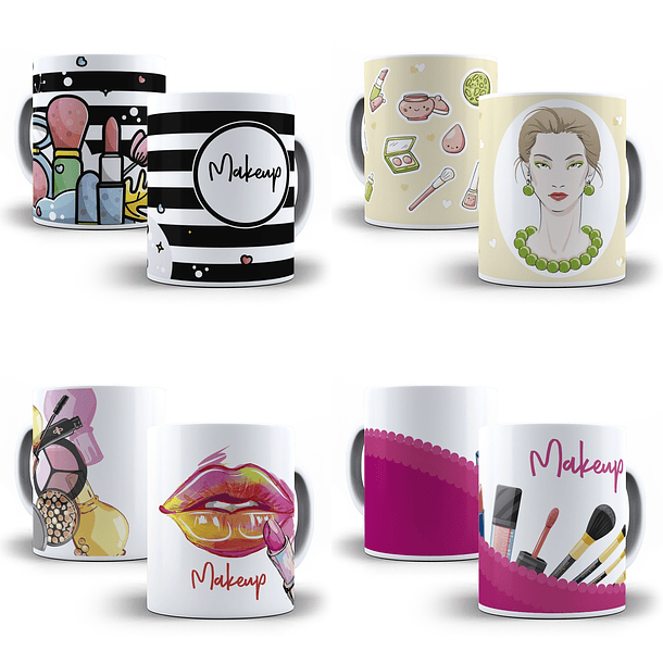 12 Artes para Caneca Maquiagem Makeup Editável em Corel Draw 3