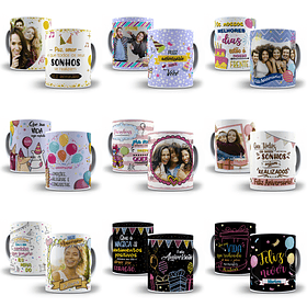 73 Artes para Caneca Aniversário Editável em Corel Draw