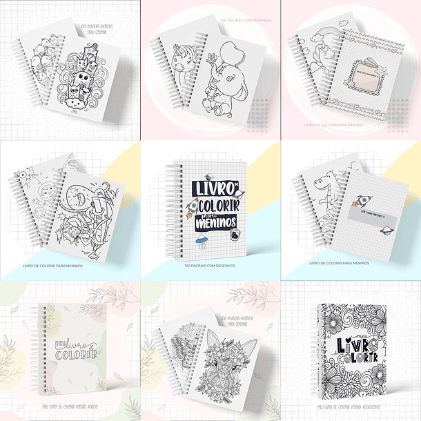 Pacote 8 Artes para Livros de Atividades Arquivo em Pdf/Png 2