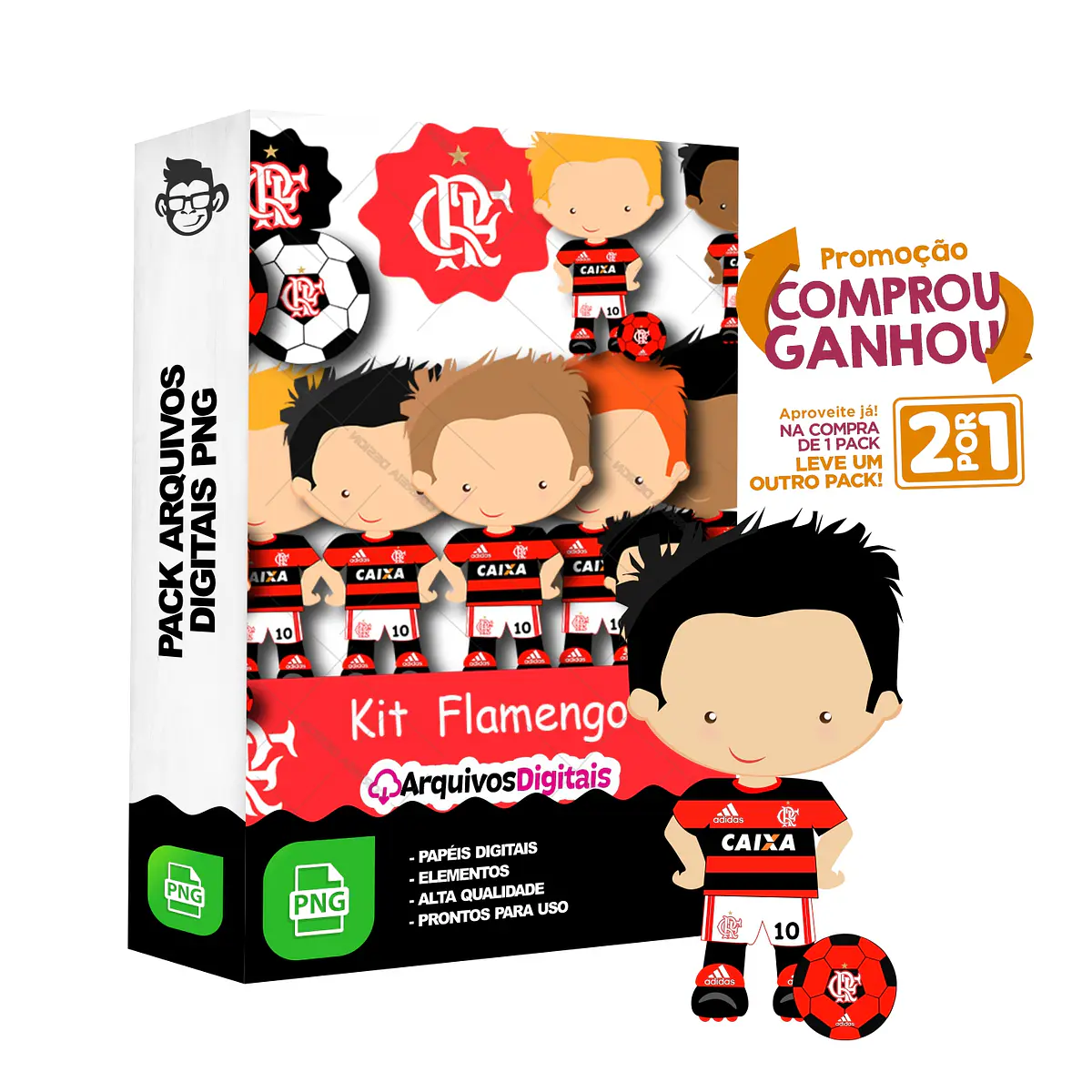 Kit Digital Flamengo sem fundo Png | Studio Booby