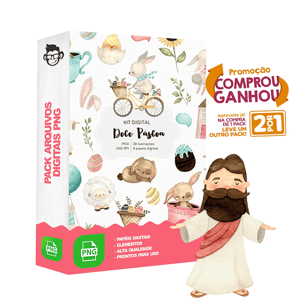 Kit Digital Doce Páscoa sem fundo Png 