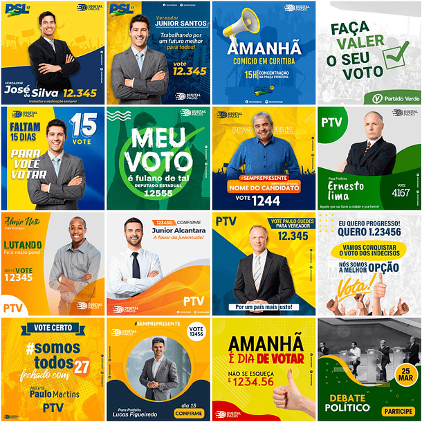 500 Artes Mídias Sociais Campanha Politica Eleitoral Editáveis Photoshop 1