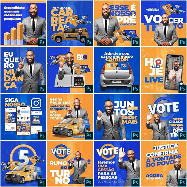 200 Artes Mídias Sociais Campanha Politica Eleitoral Editáveis Photoshop 3