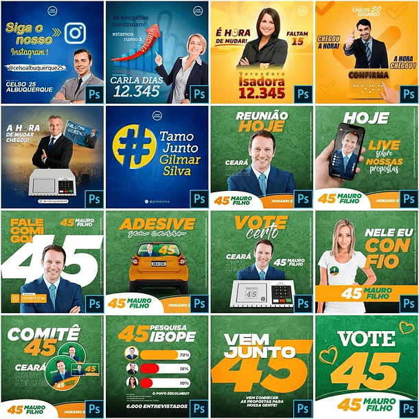 200 Artes Mídias Sociais Campanha Politica Eleitoral Editáveis Photoshop 4