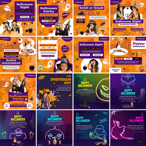 50 Artes Mídias Sociais Halloween Editáveis Photoshop 1