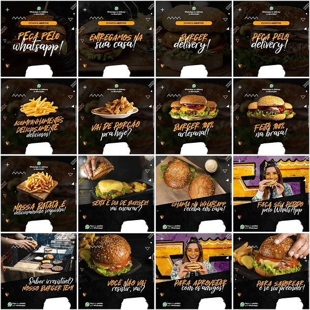50 Artes Mídias Sociais Hamburgueria Editáveis Photoshop 2