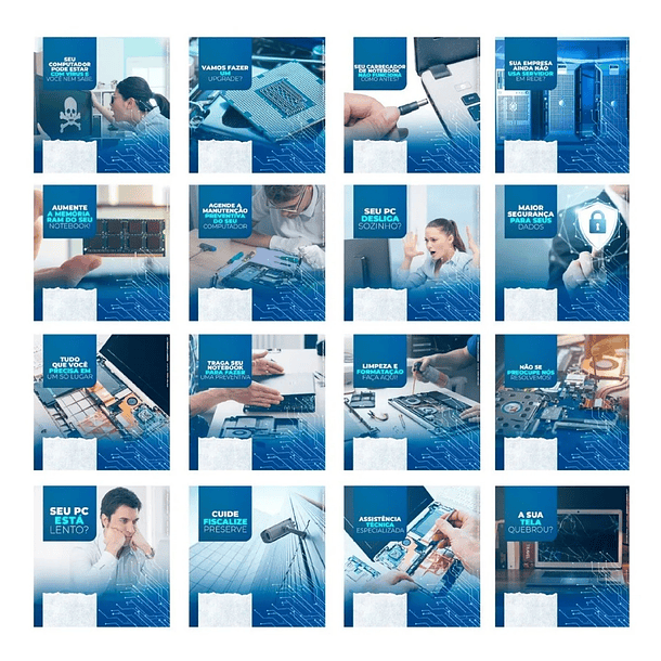 130 Artes para Manutenção de Computadores Mídias Sociais Editáveis Photoshop + Png 1