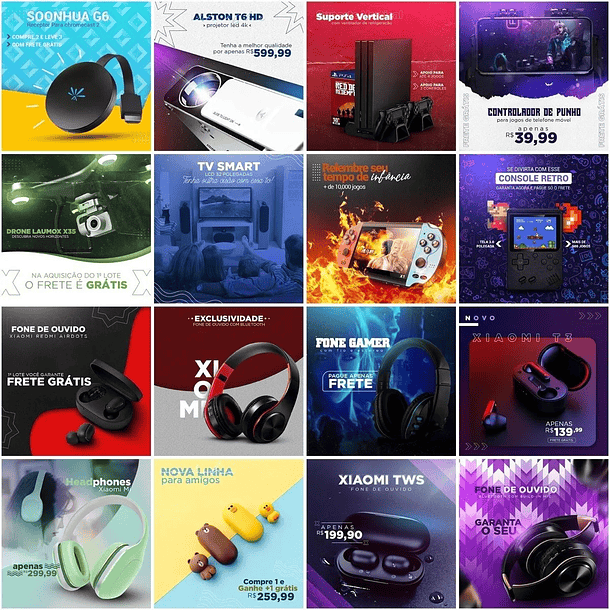 120 Artes Mídias Sociais Loja e Eletronicos Editáveis Photoshop 7