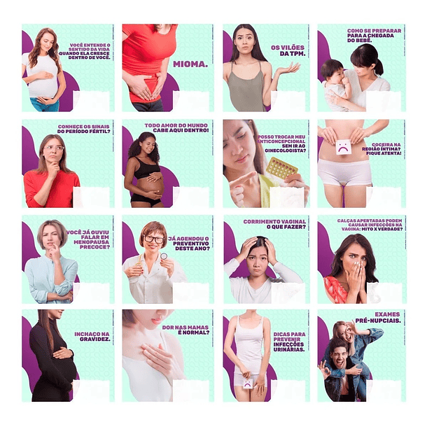 130 Artes para Obstetrícia Mídias Sociais Editáveis Photoshop + Png 1